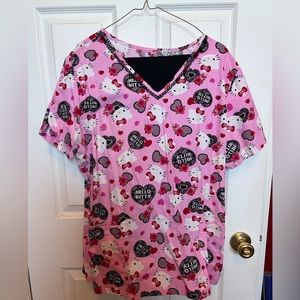 Women’s Scrub Set “Hello Kitty” Valentines Top and Pants